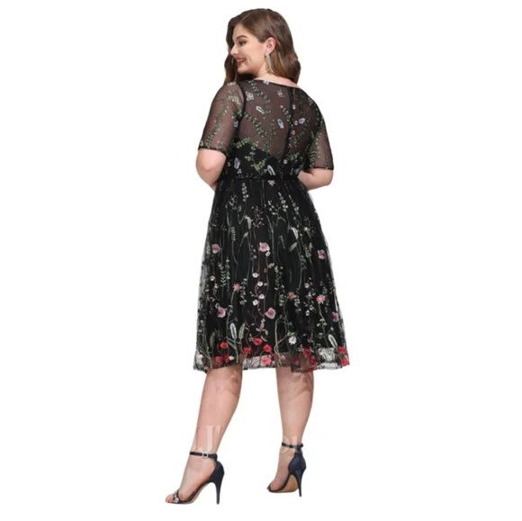 NWT JJs HOUSE Black Floral Lined Cocktail Dress Prom Wedding Party Handmade NEW - Picture 5 of 11